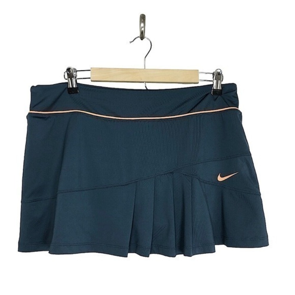 Nike Dri Fit Stretchy Blue Gray Orange‎ Waist Band Pleated Tennis Golf Skort XL